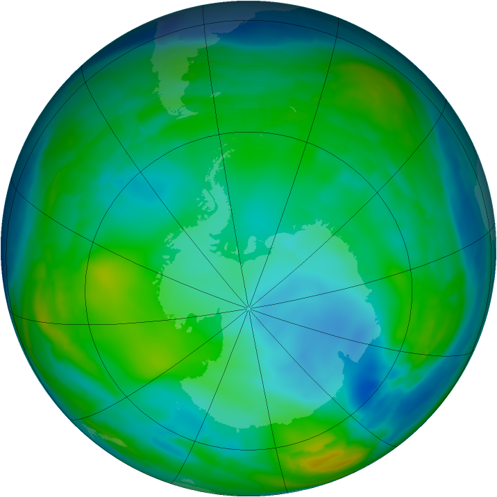 Antarctic ozone map for 17 July 2008